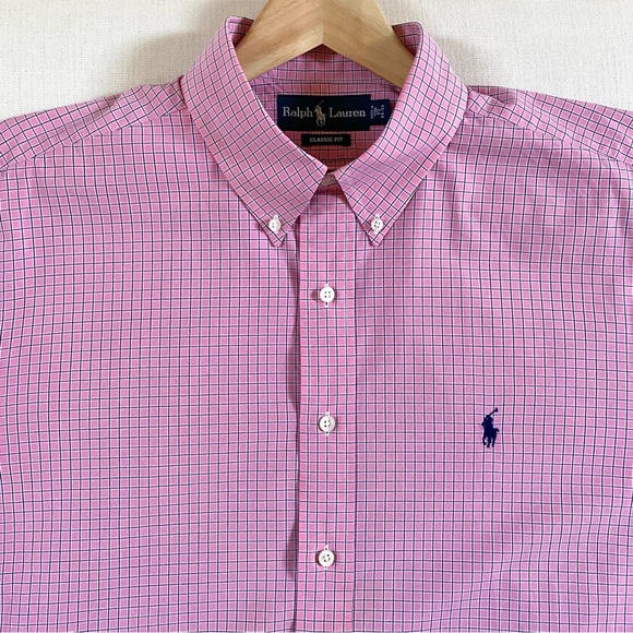 RALPH LAUREN CLASSIC FIT 100% COTTON MEN’S CHECK SHIRT, SIZE 17 34/35 - Picture 12 of 15